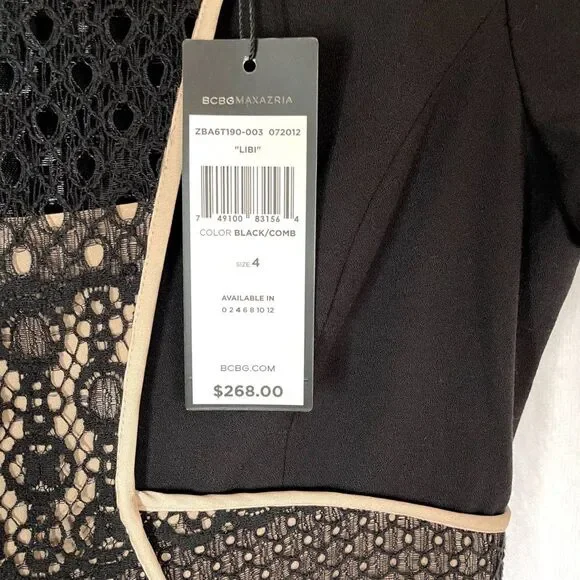 NWT BCBG Max Azria Libi Dress - Black / Nude Size 4 - Picture 5 of 9